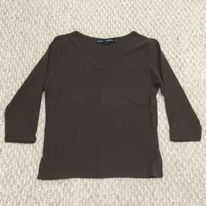 Ralph Lauren Sports Women V-Neck L/S Tee (Brown)